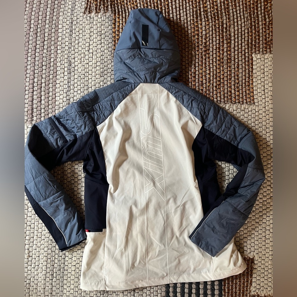 Women's Blue and Cream Hooded Jacket
